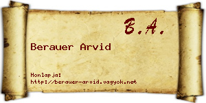 Berauer Arvid névjegykártya
